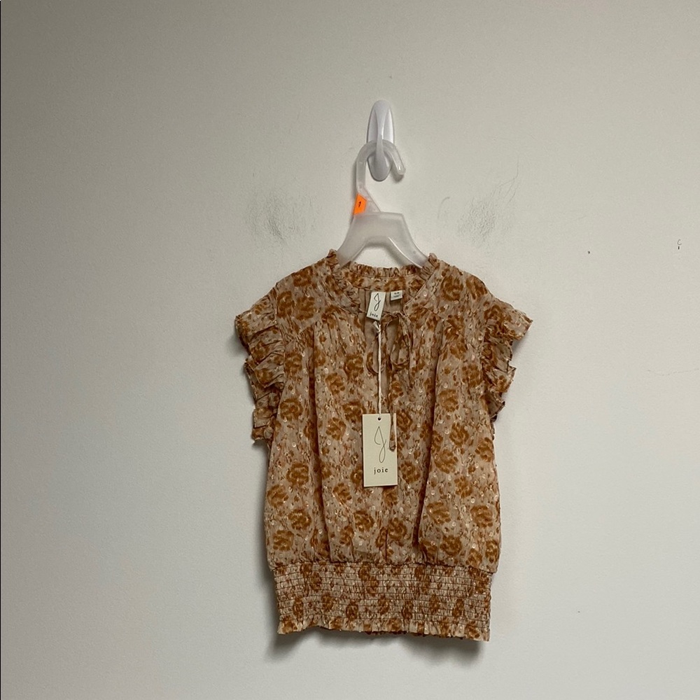 Joie Cap Ruffle Sleeves Smocked waist Blouse Size S/P
